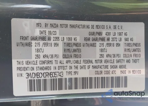 2024 Mazda Cx-30 2.5 S Carbon Edition from USA, damaged, VIN 3MVDMBCM0RM605743